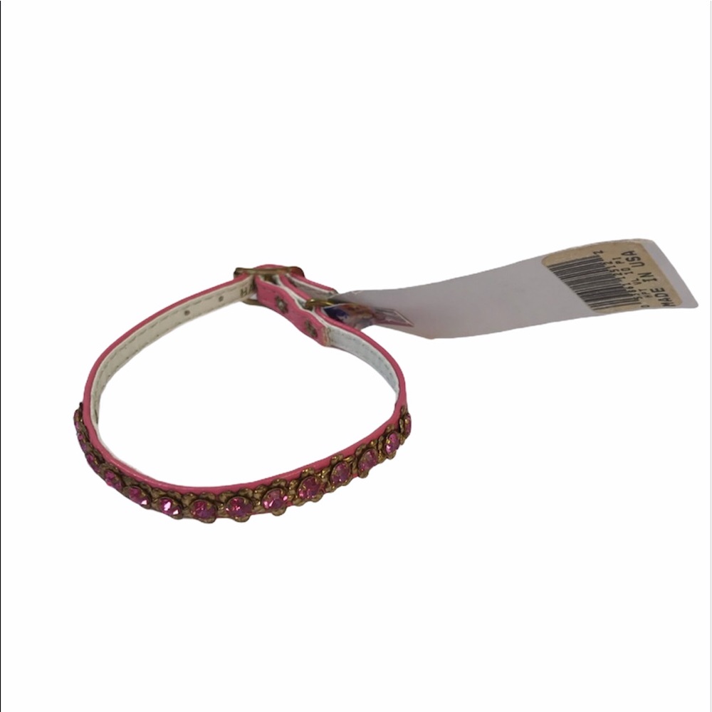Small Pet Dog Animal Collar Pink Rhinestone 10” XS